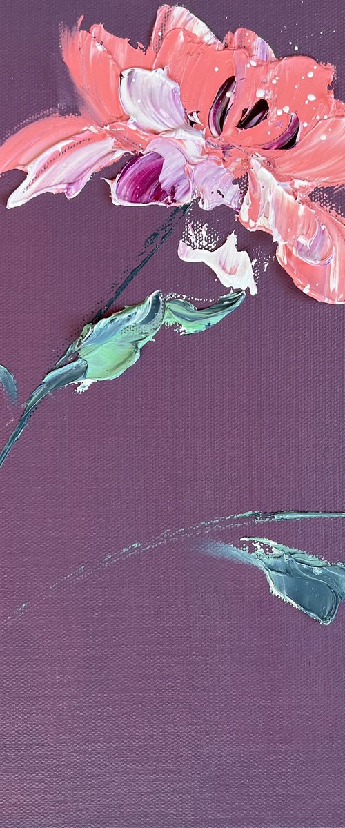 FANTASTIC GREENHOUSE 1 - Floral  little peony. Flower contemporary art by Marina Skromova