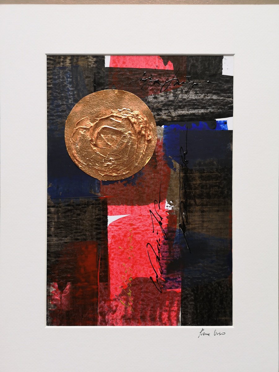 Abstract Painting By Ivana Urso, 12 X 16, Golden Eclipse, Original Artwork