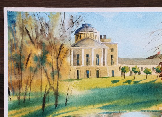 Pavlovsky Park. Original watercolor artwork.