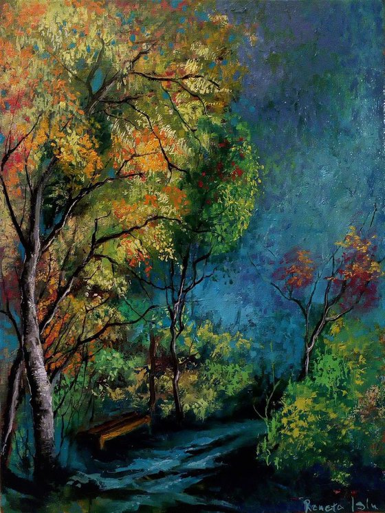 " The blue trail " - 30 x 40cm Original Oil Painting