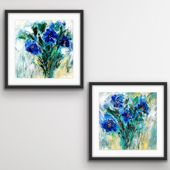 Blue Spring Flowers - Diptych