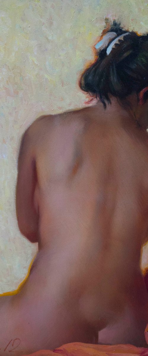 Beautiful female back in warm colors by Sergei Yatsenko