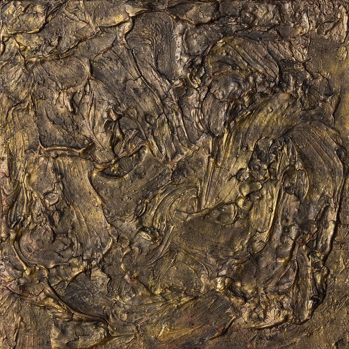 Golden Lava - Abstract Painting by Peter Zelei