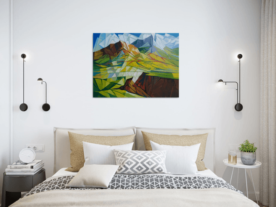 Cubism - Mountains - 2 (60x80cm, cubism, oil painting, ready to hang)