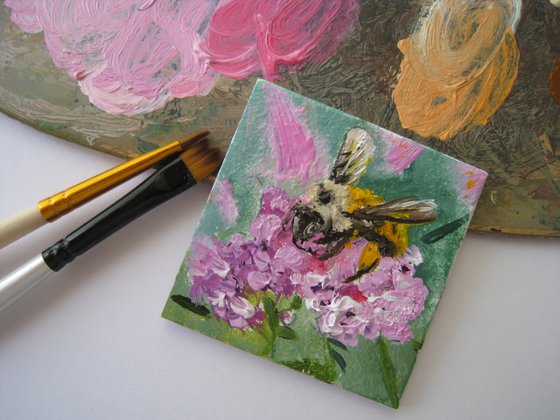 Bee on Pink Flowers