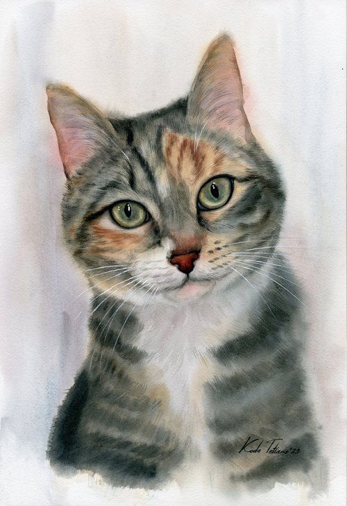 Cat portrait 30x42 by Tetiana Koda