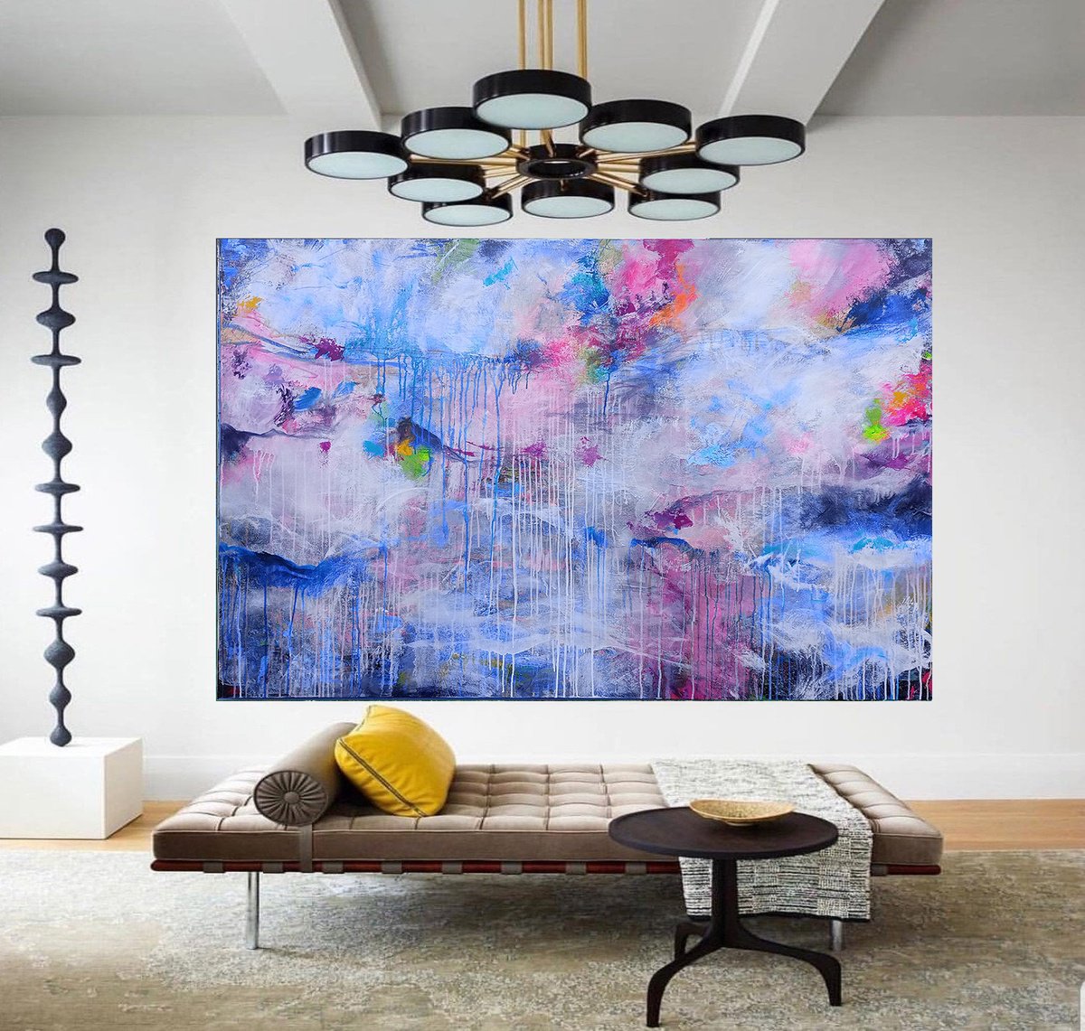 Organic Abstract Acrylic Painting By Susan Wooler, 59 X 39", Step Into The Unknown, Original Artwork