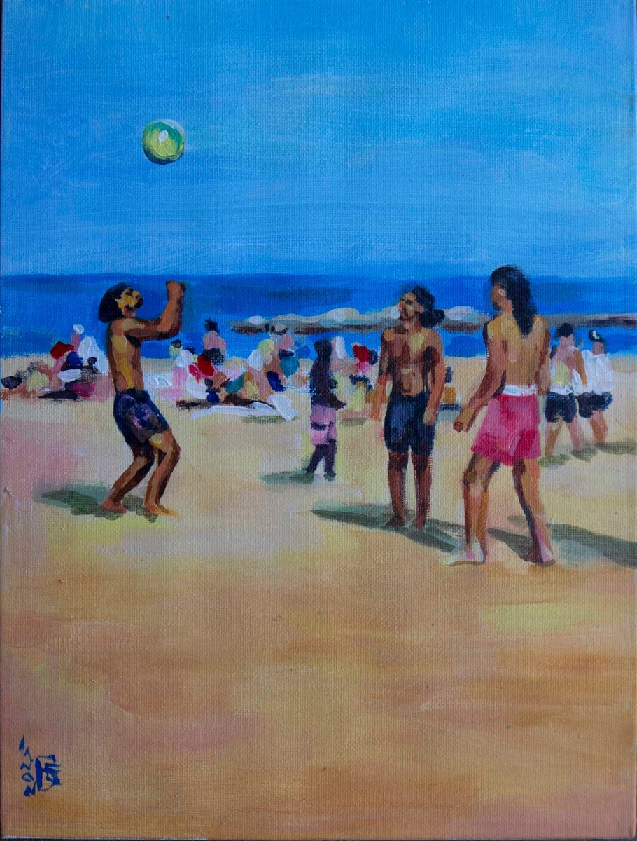 Impressionistic Landscape Acrylic Painting By Kateryna Bortsova, 9 X 12", Painting Of Beach Scene, Original Artwork