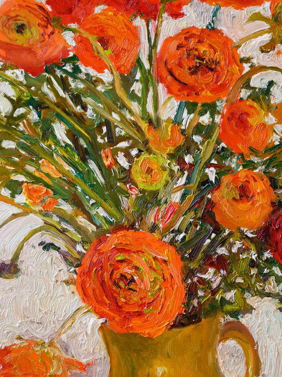 Orange Flowers in the Vase, Ranunculus