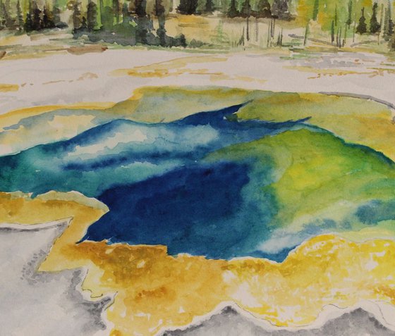 Hot Springs, Yellowstone National Park, watercolor painting