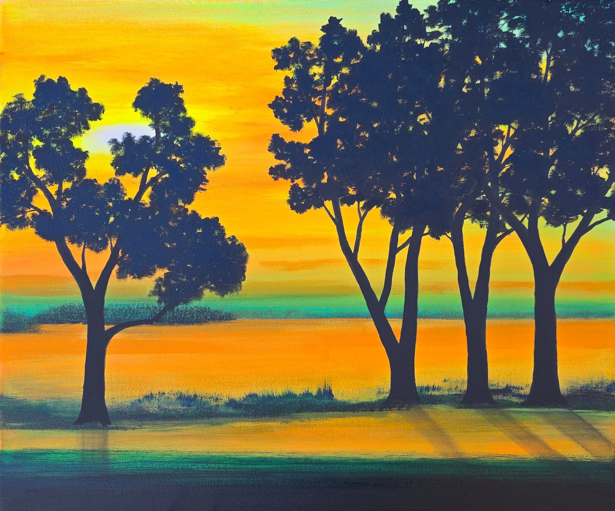 Impressionistic Landscape Acrylic Painting By Faith Patterson, 24 X 20, Days Gentle End, Original Artwork