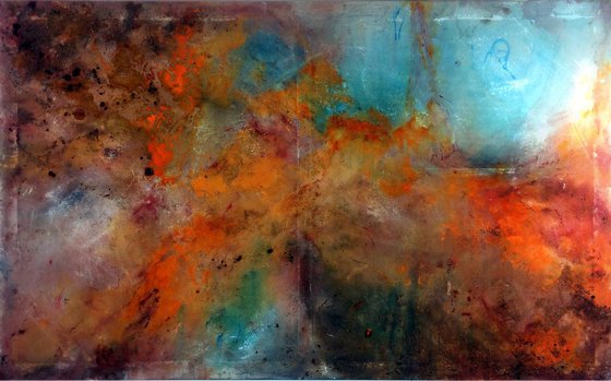 Large Abstract Painting, Canvas art, Stretched, Oil and Acrylic.