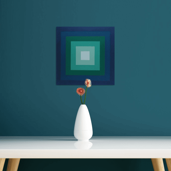 Concentric Squares - Blue Green