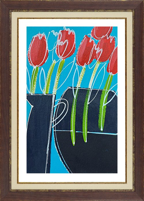 Two Vases of Tulips III by Jan Rippingham