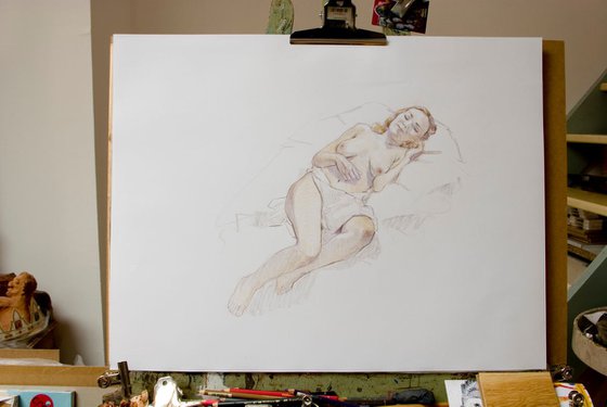 classical nude study with drapery