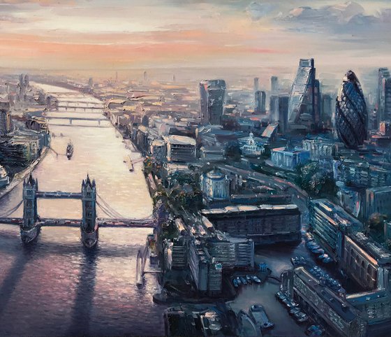 "London "Large original oil painting by Artem Grunyka