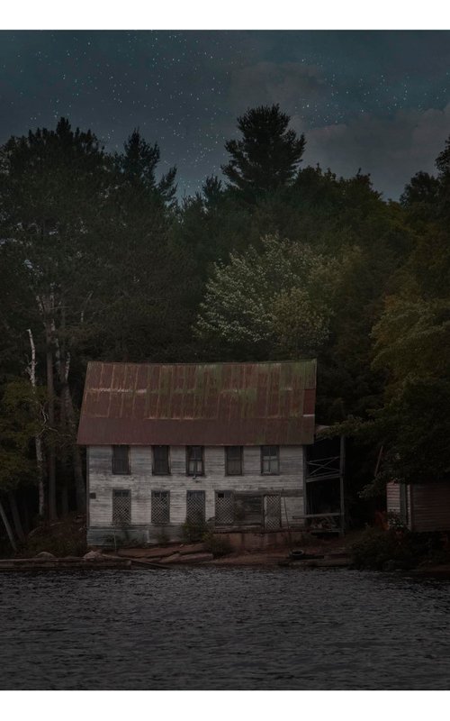 Abandoned House, Long Lake - 36 x 24"-  Dusk Series by Brooke T Ryan