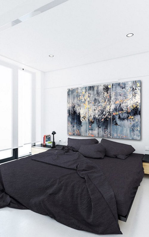 150x100cm. / Abstract triptych / Abstract 2184 by Alex Senchenko