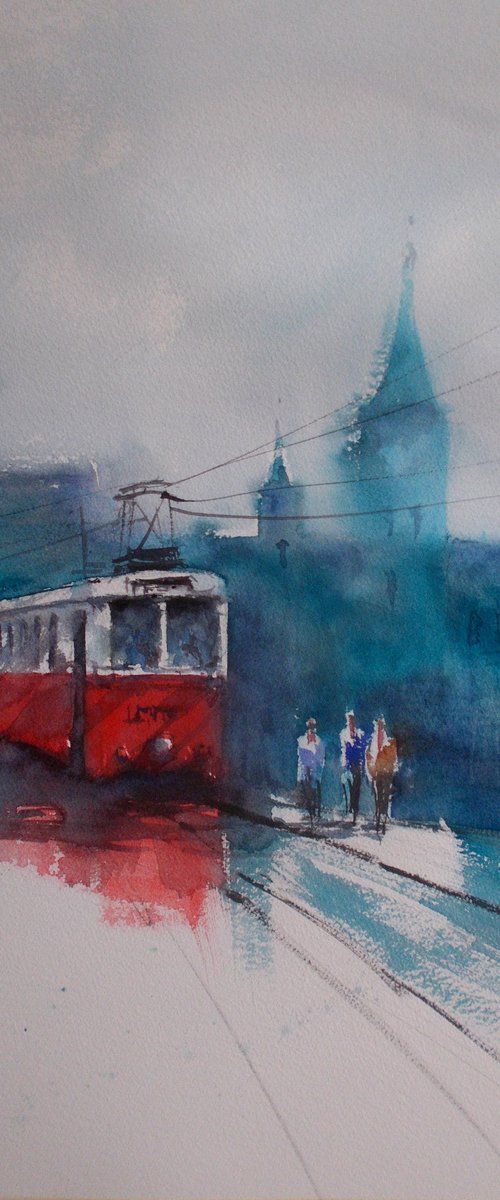 tram in Prague by Giorgio Gosti