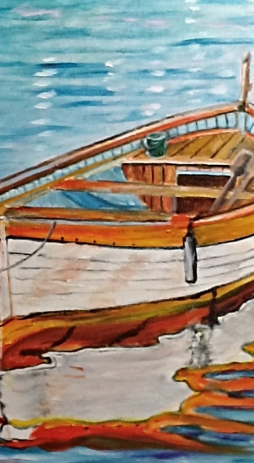 Orange boat by Isabelle Lucas