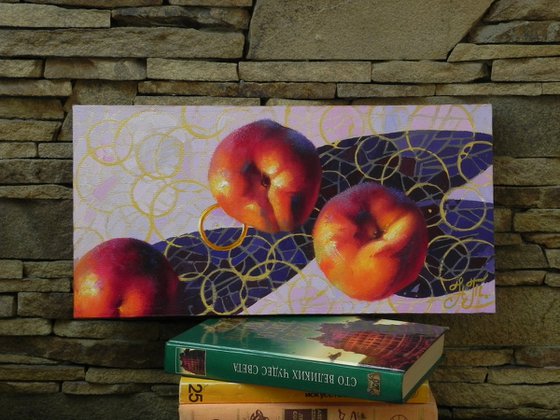 "Peaches" Original art Bright Home Wall Decor