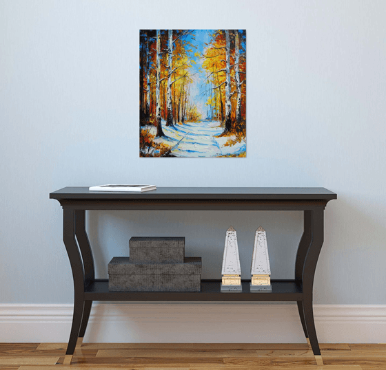 Birch Forest. First Snow