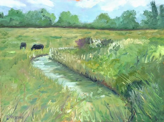Cattle in the meadow - An original oil painting