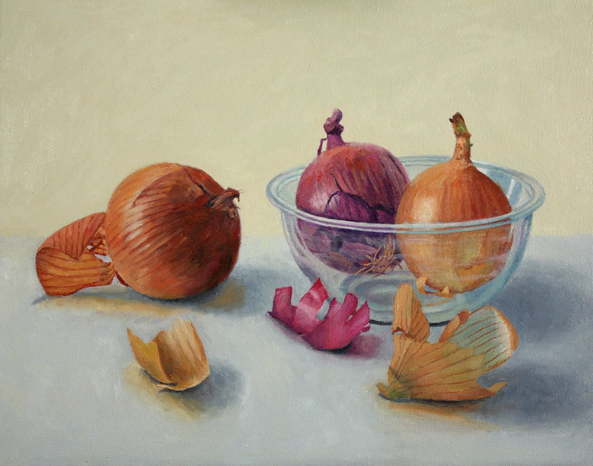 Onions and Glass Bowl by Douglas Newton