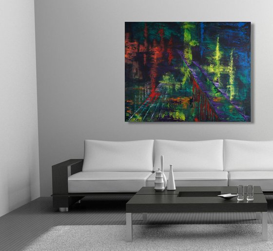 Bridged Nightlife (100 x 80 cm) XL oil (40 x 32 inches)