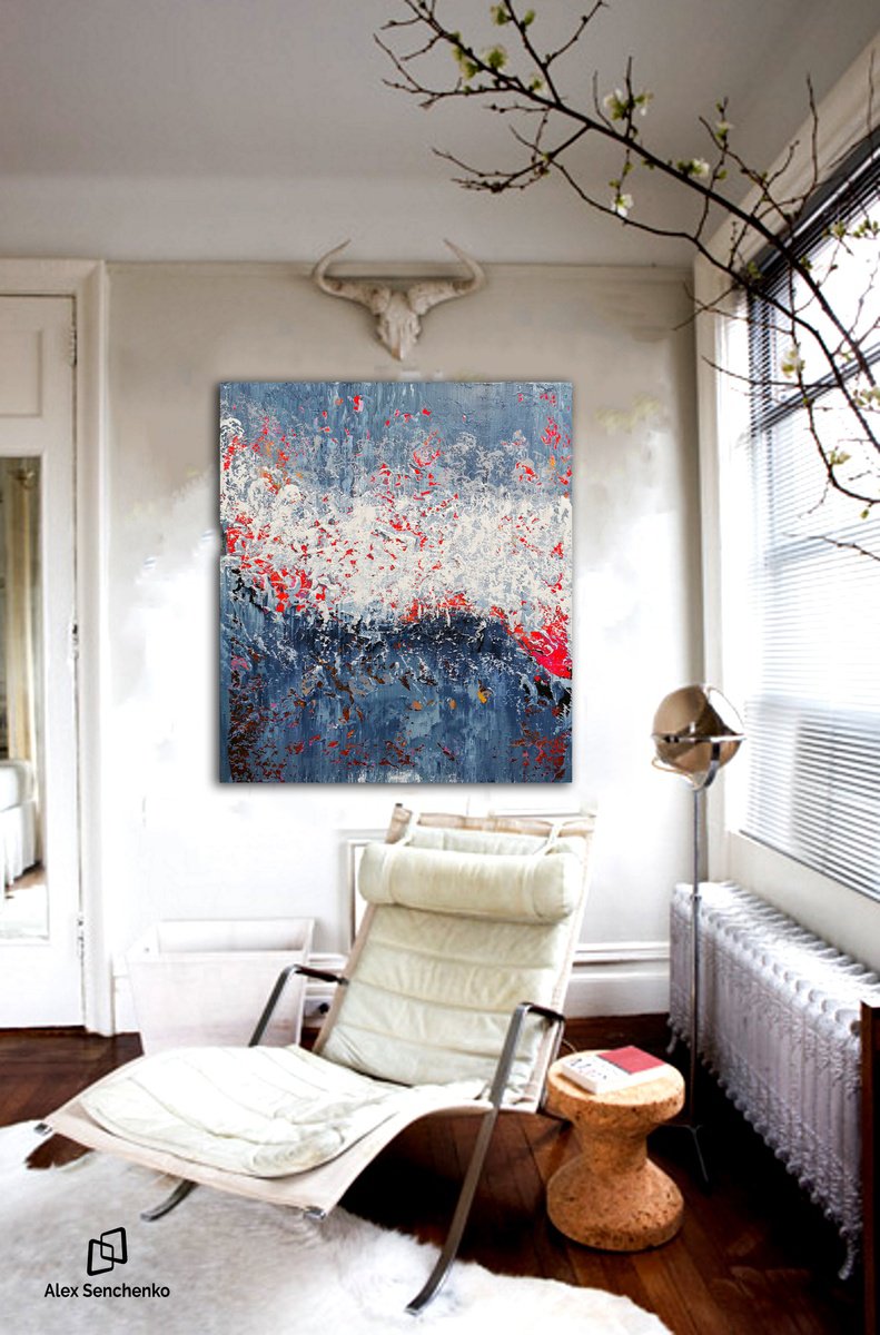 Abstract Acrylic Painting By Alex Senchenko, 39 X 47, Abstract 1186, Original Artwork