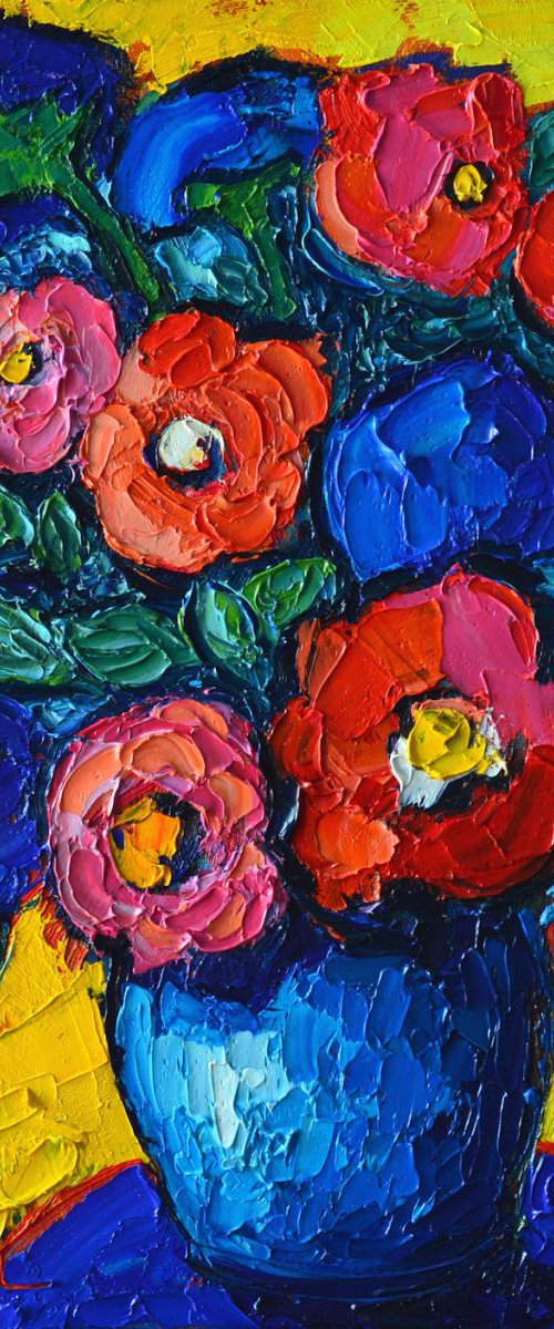 POPPIES, ANEMONES AND BLUE FLOWERS by ANA MARIA EDULESCU
