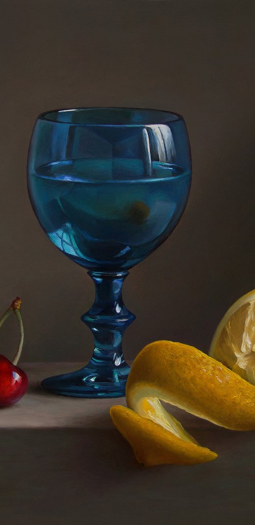 Lemon with a glass by Albert Kechyan