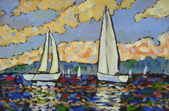 White sailboats