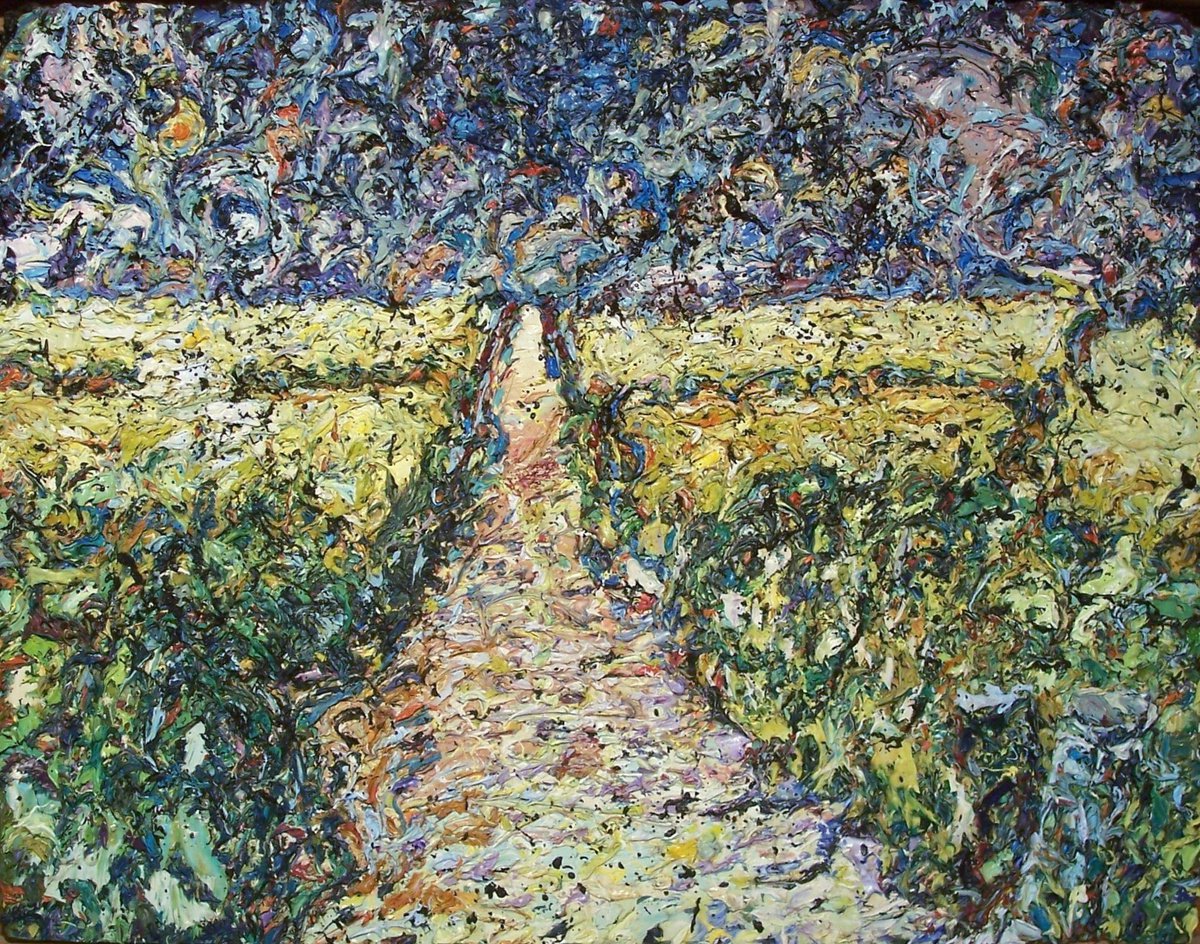 Expressive Landscape Oil Painting By Richard Meyer, 23 X 18", Battlefields Of Reality, Original Artwork