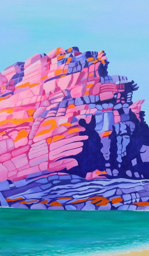 Rocks at Pleherel Plage by Ruth Cowell