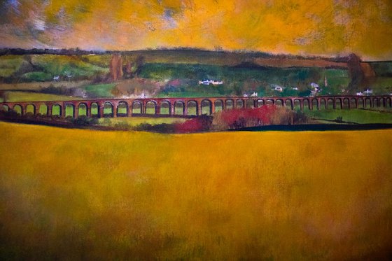 Viaduct (Harringworth), Original painting, Ready to hang by WanidaEm