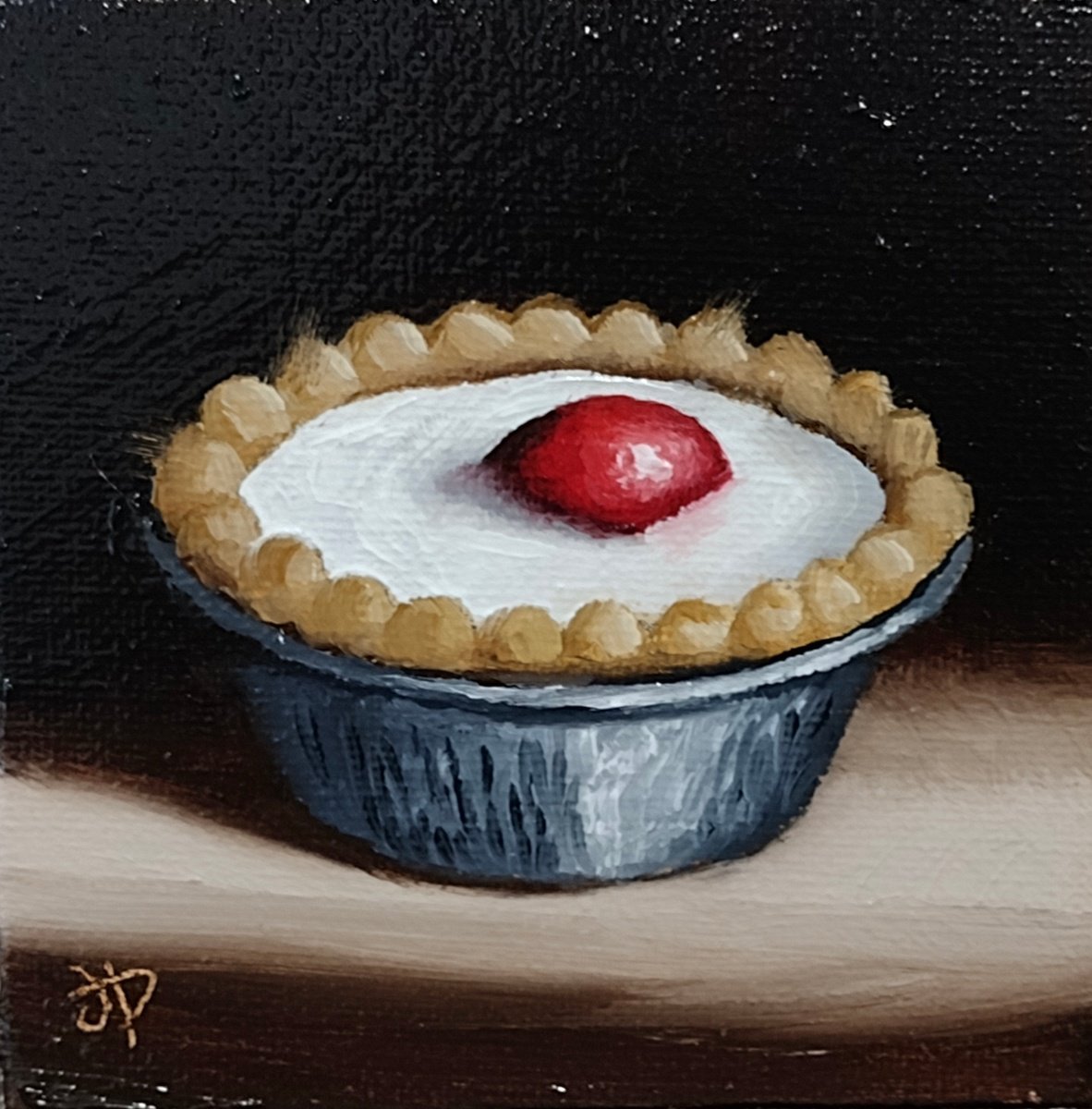 Little Cherry Bakewell tart still life by Jane Palmer Art