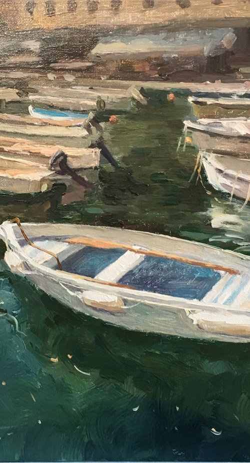 Boats in Portofino - 2 by Ling Strube
