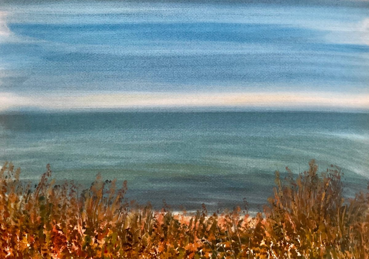 Expressive Watercolour , Durlston Bay, Dorset By Samantha Adams, 17 X 13, Artwork For Sale On Artfinder