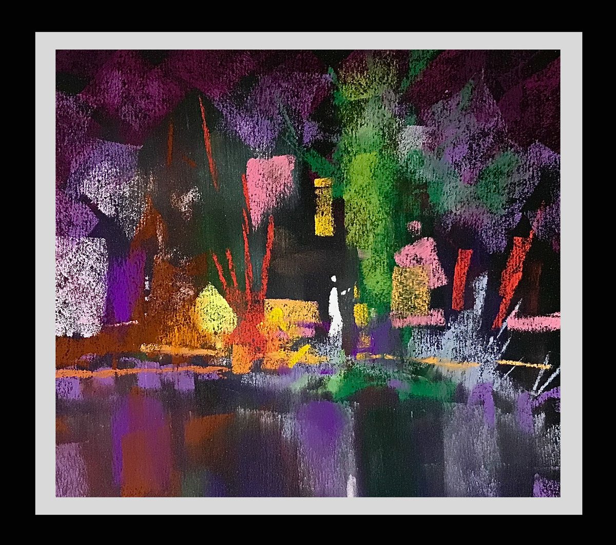 Expressive Landscape Pastel Drawing By Deke Wightman, 9 X 8, Solitary Stroll, Original Artwork