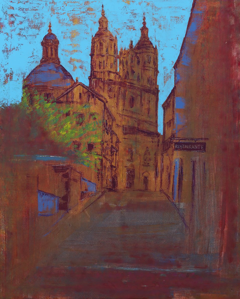 Impressionistic Cityscapes Acrylic Painting By Denys Kuvaiev, 32 X 39, Salamanca Monumental, Original Artwork