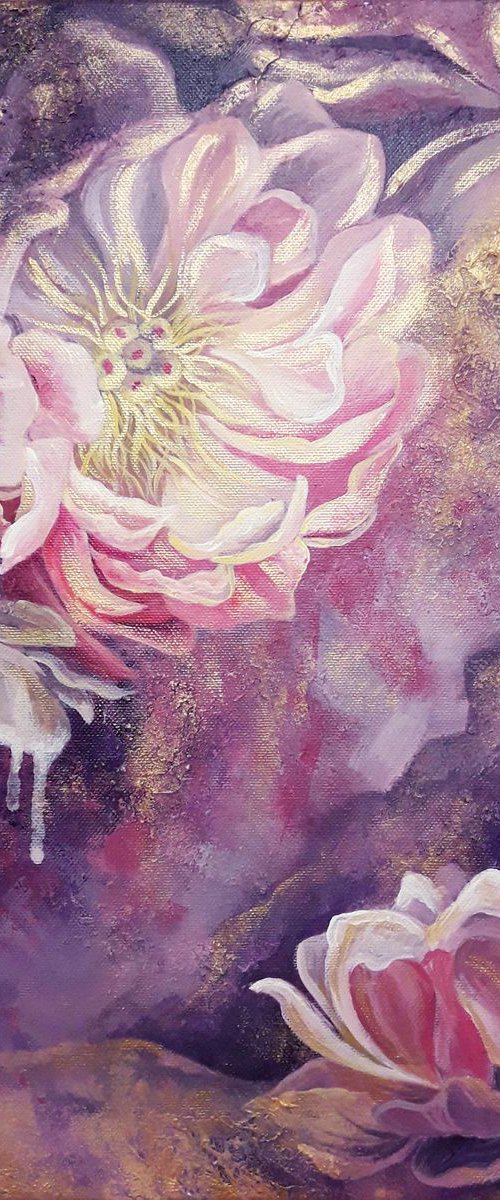 "Flowers glowing", peony painting, flowers painting, floral art by Anna Steshenko