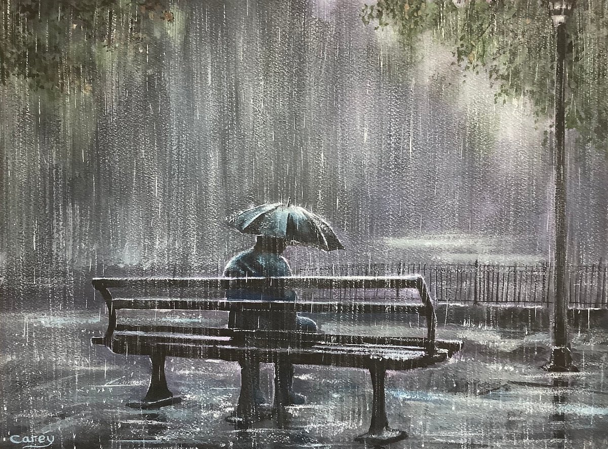 Impressionistic Portrait Watercolour By Darren Carey, 15 X 11, Shadow Of A Lonley Man, Original Artwork