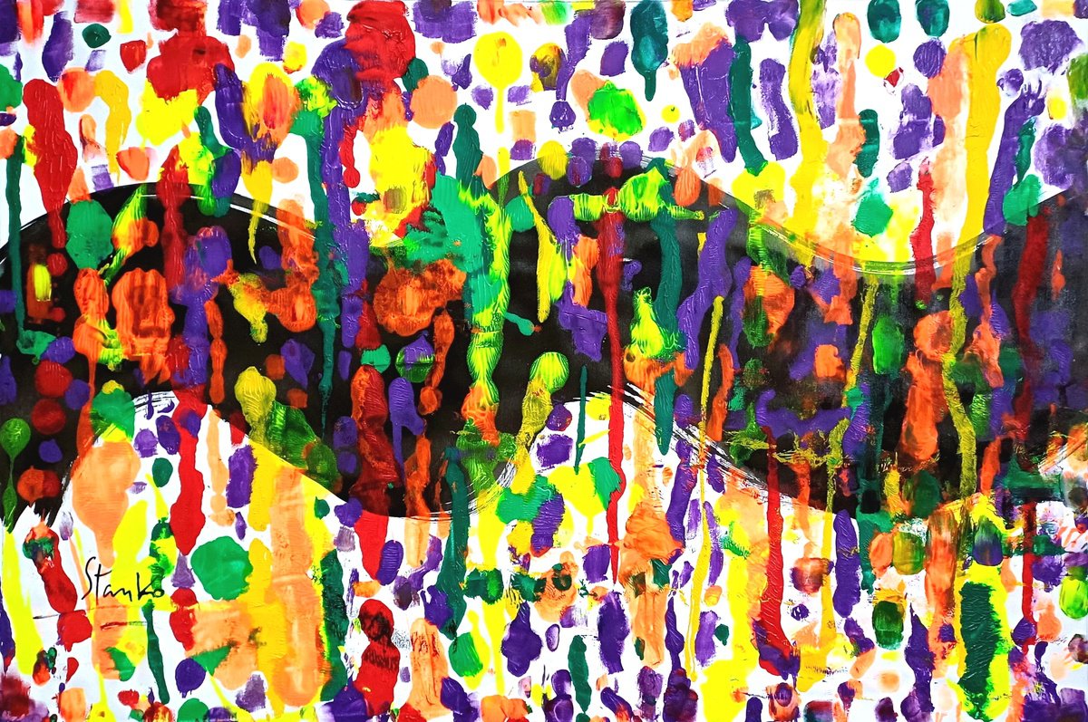 Abstract Acrylic Painting By Stanislav Bojankov, 47 X 31", Wave, Original Artwork