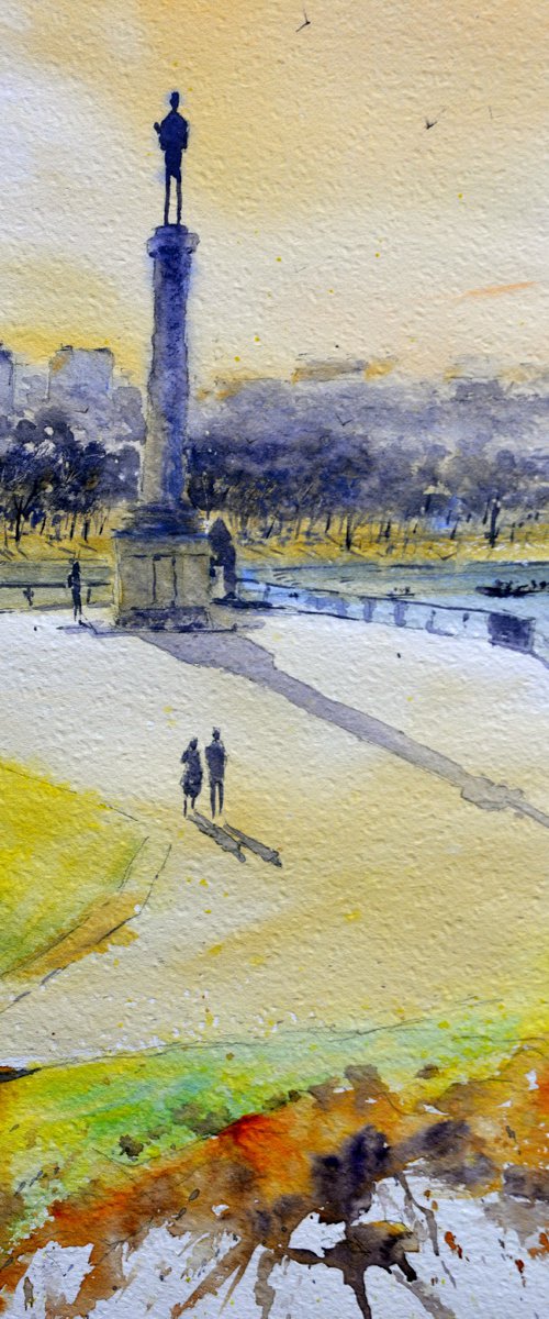 Pobednik na ušću #2 Beograd 17x36 cm 2020 by Nenad Kojić watercolorist