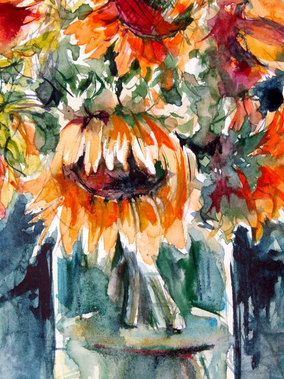 Still life with sunflowers