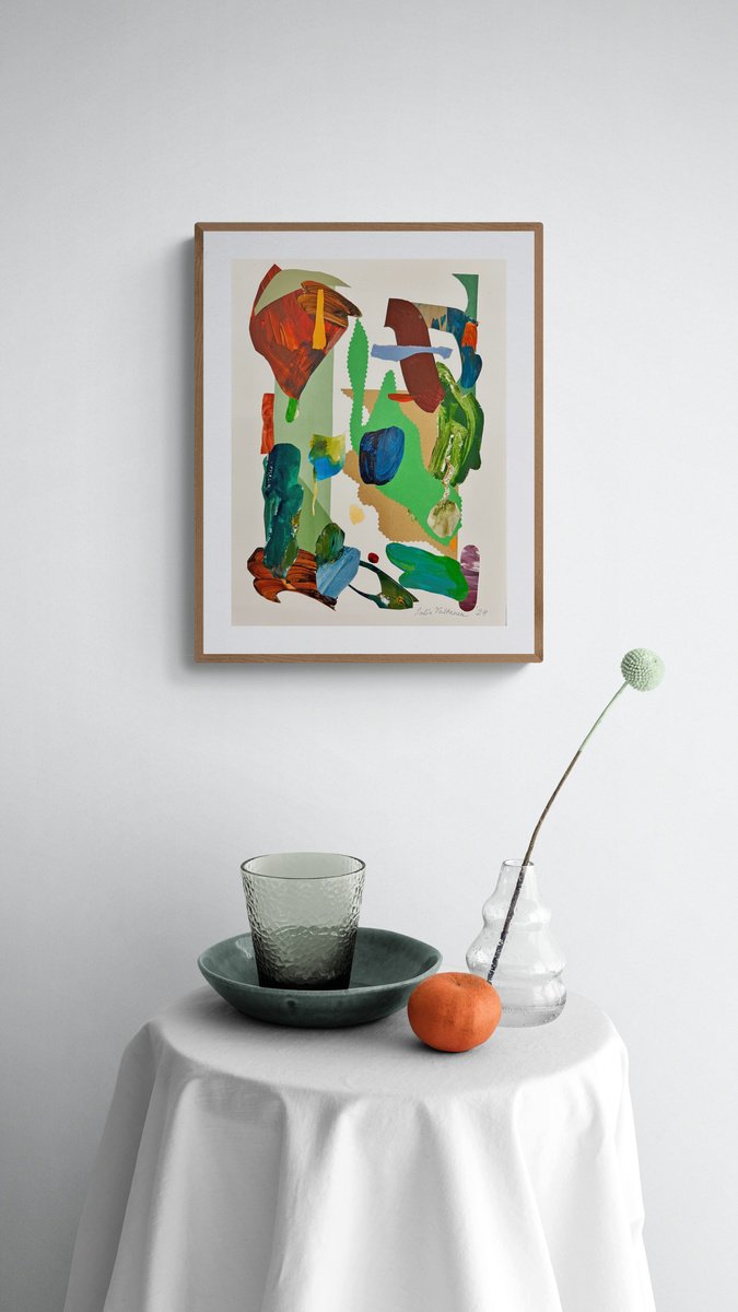 Organic Abstract Collage By Julia Valtanen, 12 X 16", Lake Of The Woods, Original Artwork