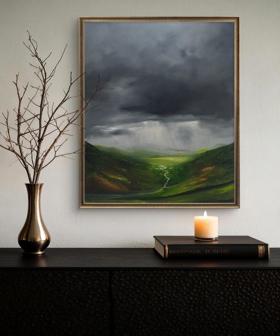 Illuminated Valley, Original oil painting