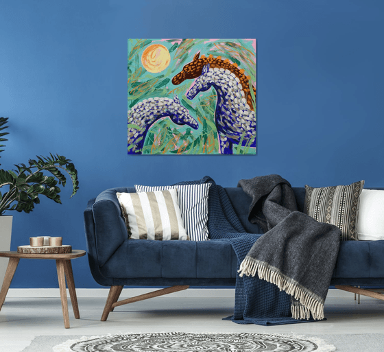 Two abstract horses