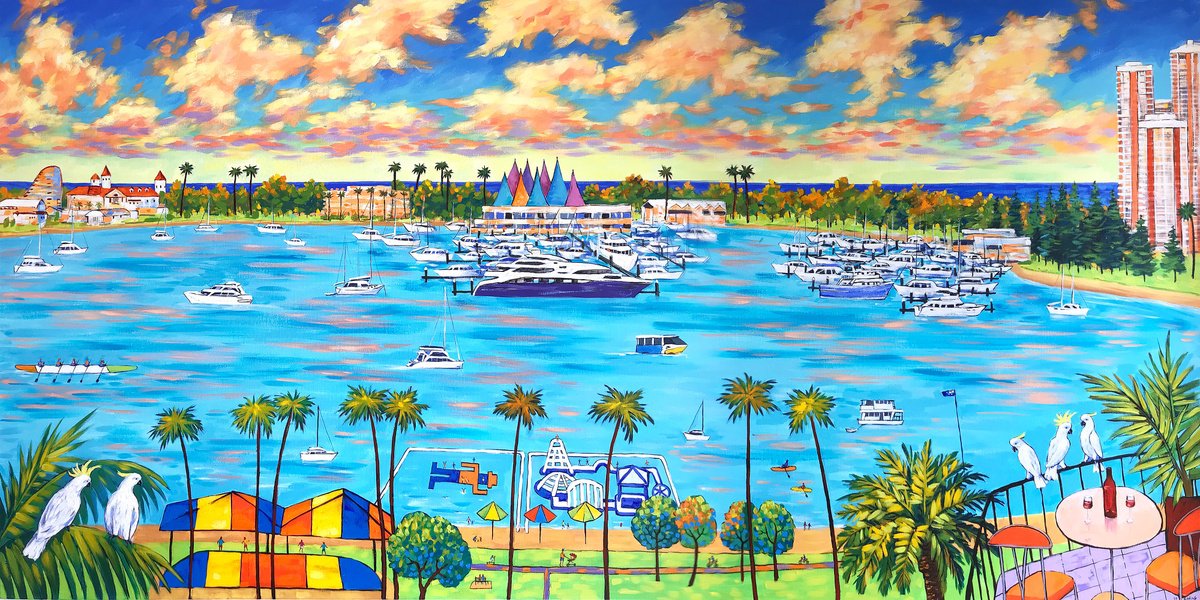 Impressionistic Landscape Acrylic Painting By Irina Redine, 72 X 36, Australian Seaside, Original Artwork